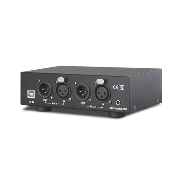 2 Channel 48V Phantom Power Supply, Universal Compact Phantom Power for Condenser Microphone Music Recording Equipment