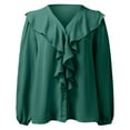 thumbnail image 5 of Summer Blouses for Women Fashion Casual Solid Color V Neck Button Long Sleeve Lace Shirt Blouse Shirts Tops, 5 of 5