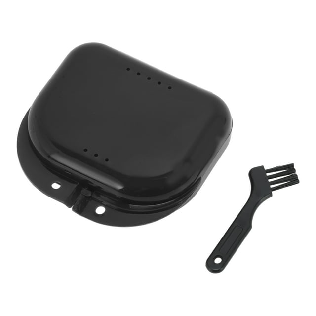 Unique Bargains 1 Set Braces Box with Brush Mini Braces Storage Box Black