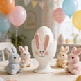 thumbnail image 4 of YingYouFu Easter Ceramic Ornaments Egg Carrying Rabbits Egg Cup Home Decorations Party Props Rabbit Figurine with Egg Holder for Table Pink, 4 of 6