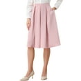 thumbnail image 4 of INSPIRE CHIC Women's Skirt High Waist A Line Flare Pleated Midi Skirts XS Pink, 4 of 6