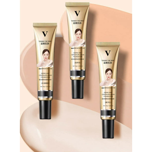 FV Concealer Foundation, Full Coverage Foundation ,Concealer Lasting Makeup Moisturizing Long-lasting Primer Finishing Powder -