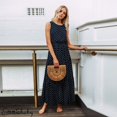 thumbnail image 4 of Mode Femmes Sans Manches Pois Parti Bodycon Été Plage Longue Robe Maxi, 4 of 4