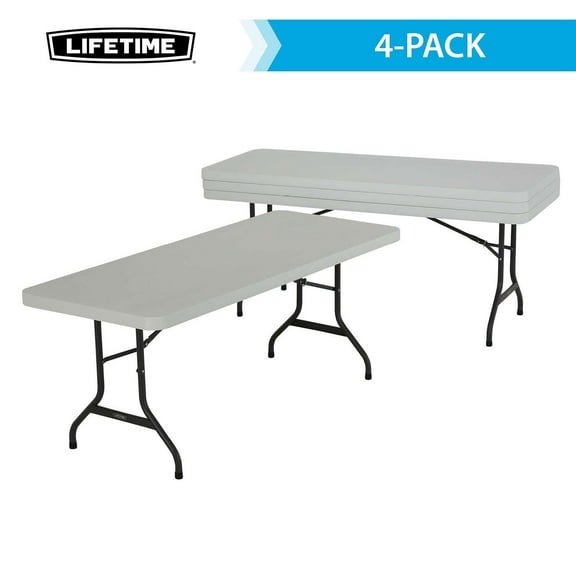 Lifetime 6' Commercial Grade Stacking Folding Table, 4 Pack, Choose a Color