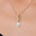 thumbnail image 3 of Gem Stone King 14K Yellow Gold Simulated White Opal and Lab Grown Diamond Pendant Necklace for Women | 1.03 Cttw | Gemstone October Birthstone | Oval Cabochon 9X7MM | With 18 inch Chain, 3 of 6