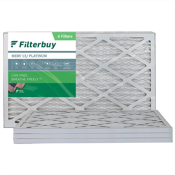 Filterbuy 16x25x1 MERV 13 Pleated HVAC AC Furnace Air Filters (4Pack