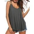 thumbnail image 3 of BadPiggies Women Flowy V Neck Sleeveless Tank Tops Summer Sexy Casual Double Spaghetti Straps Camisole Vest (L, Gray), 3 of 7