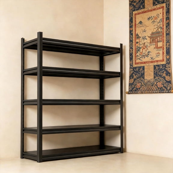 36" W Utility Garage Shelving Units and Storage, 5 Tier Shelf Organizer, 3000lb Heavy Duty Metal Shelving, Adjustable Shelving Rack for Pantry, Basement, Bathroom, Garage, Black, 72"Hx18''D
