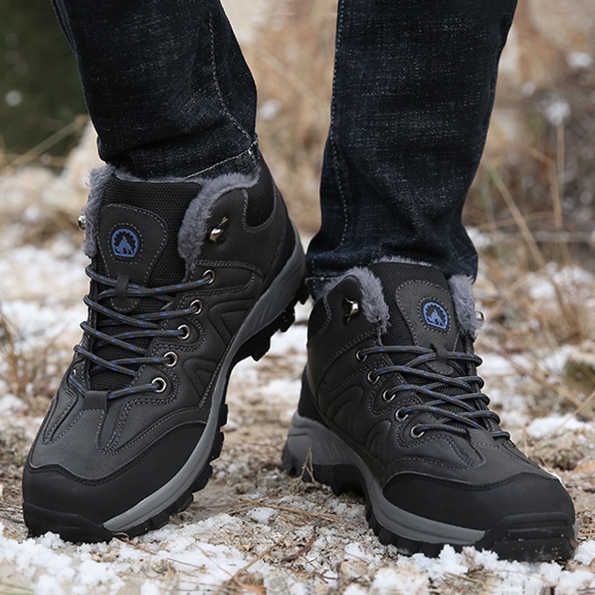 AUXDIQ Hiking Shoes Mens Waterproof Mountain Trekking Shoes Men Breathable Walking Shoes Outdoor Sports Winter Boots