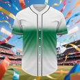 thumbnail image 2 of DDAPJ pyju Men Gradient Baseball Shirts Short Sleeve Button Down Tops Stylish Casual Streetwear Blouse Sport Outfit Army Green M, 2 of 6