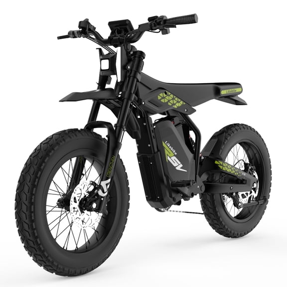 3000W Electric Dirt Bikes with Pedals, 48V 23AH, 40MPH, 53Miles Long Lasting Battery Electric Mountain Bike, 20" Fat Tire Off for Adult Full Suspension UL2849 for Age 16 , All-Terrain, Green