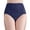 Blue, variant on Women Solid Sexy Lace Seamless Panties Plus Size Mid High Waist Hollow Breathable Briefs