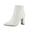 WHITE/PU, variant on Women Chunky Heel Ankle Booties Pointed Toe Short Boots Slip On Comfortable Casual Dressy Boots