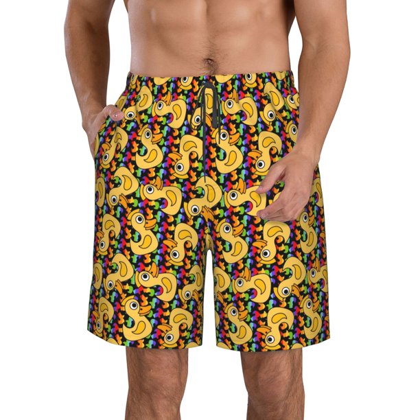 Balery Cartoon Ducks Traje de Baño Estilo Hawaiano para Hombre, Shorts de Secado Rápido con Bolsillos-X-Large