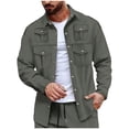 thumbnail image 2 of pstuiky manga larga de hombre, Chaqueta tipo cárdigan de manga larga con solapa y botones, color liso, para hombre, con múltiples bolsillos salir tops xxxl, 2 of 6