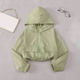 thumbnail image 4 of enyan Girls Zip Up Cropped Windbreaker Jacket Hooded Cargo Lightweight Outerwear(Green,10-11 Years), 4 of 6