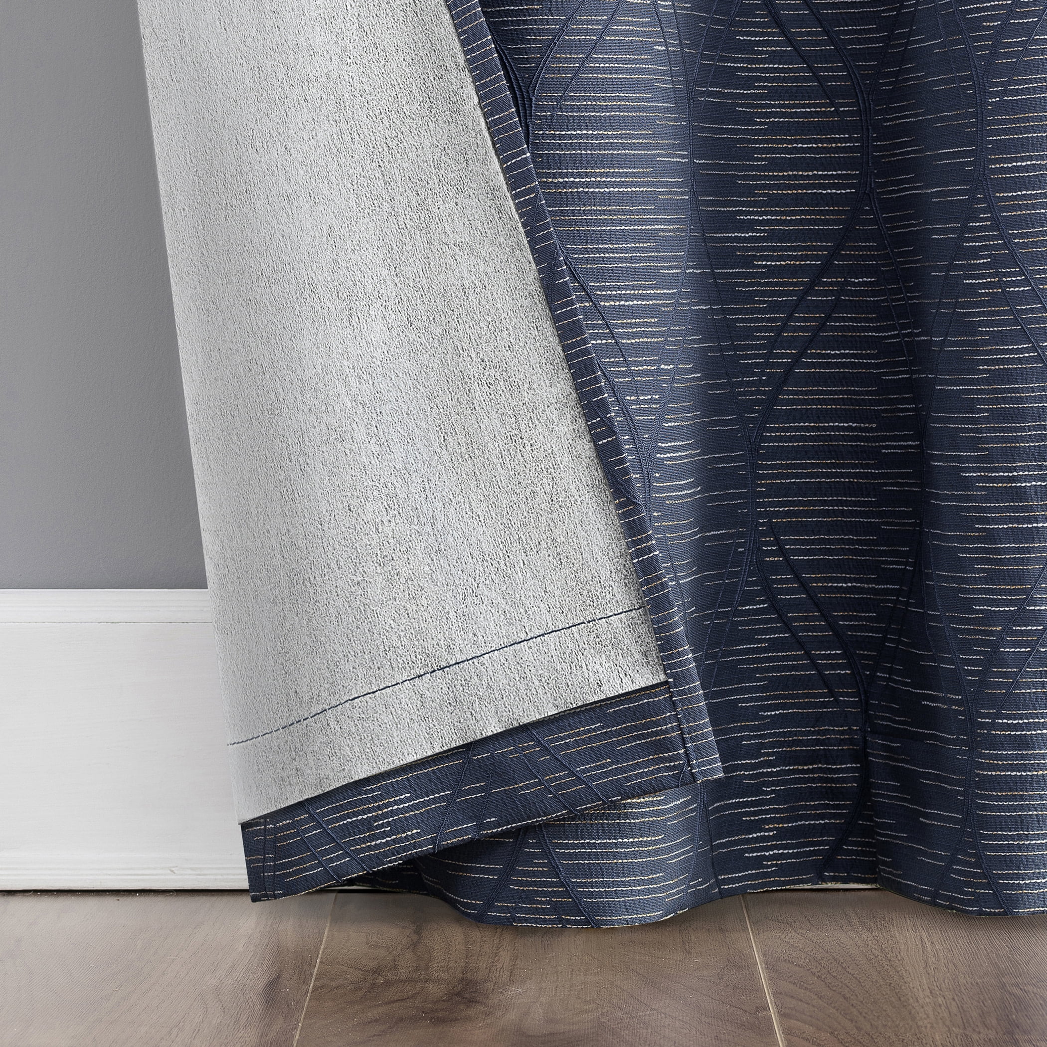 Sun Zero Alaster Geometric Ogee 100% Blackout Grommet Curtain Panel, 40"x84", Navy