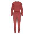 thumbnail image 3 of Lindreshi 2 Piece Sweat Suits for Women Clearance Women's Fashion Round-Neck Casual Set Casual Top Blouse and Pants Two-Piece Sportswear, 3 of 5