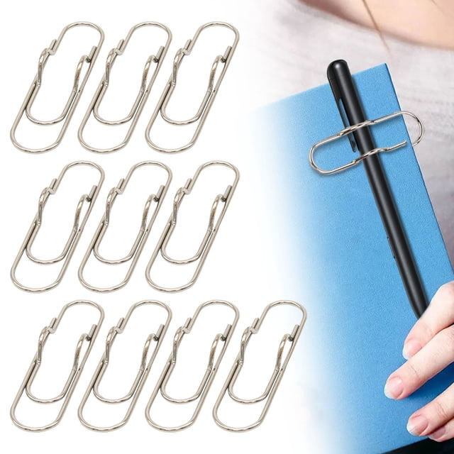 10PCS Metal Pen Clip Holders, Stainless Steel Multi-Color Paperclips for Office, Desk & Journal