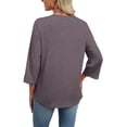 thumbnail image 6 of WIHOLL 3/4 Length Sleeve Summer Tops for Women Trendy Blouses V Neck Lace Shirt Beach Vacation Cruise Outfits, 6 of 11