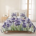thumbnail image 3 of King Quilt Set 96''x106'', Purple Lavender Lightweight Bedspread Coverlet Set with 2 Pillow Shams, Summer Watercolor Dragonfly Wooden Grain Breathable All Season Quilt Bedding for Bedroom/Guest Room, 3 of 9