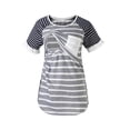 thumbnail image 1 of Vêtements de Grossesse Offres de l'Action de Grâce Liquidation Été Vêtements de Maternité pour Femmes Col Rond Manches Courtes Volants Pli Hauts de Grossesse, 1 of 5