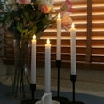 Rhytsing 9.6" 4Pcs White Twisted Flameless Taper Candles with Timer