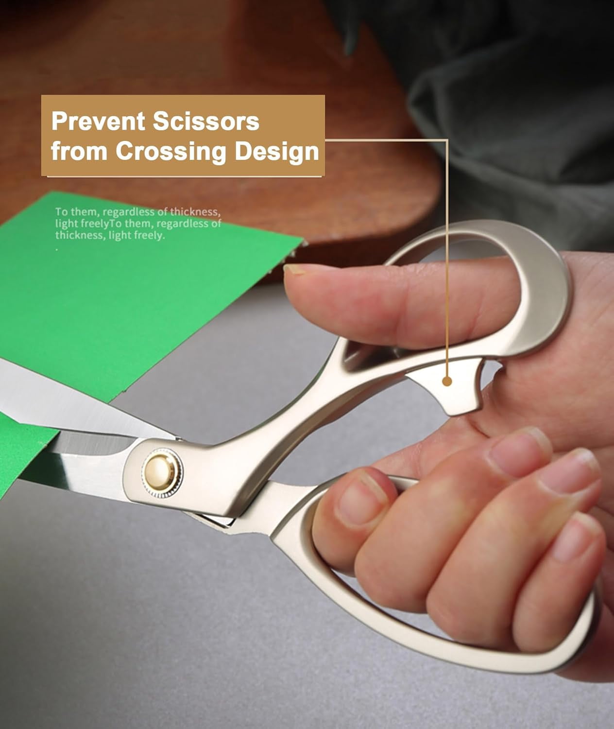 Fabric Scissors, 10.5" Heavy Duty Tailor Scissors, Classic Style, Champagne Golden, Stainless Steel