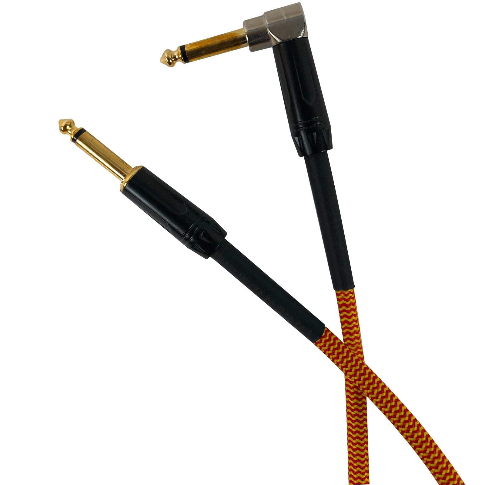 (8) Clutch 20 foot Right Angle 1/4" TS to straight 1/4" TS Instrument Cables with Carry Case Package