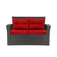 thumbnail image 3 of Baner Garden N87-BL-CST-R 4 Piece Outdoor Furniture Set All Weather Deep Seating Patio Chair Seat and Back Cushion Set with Black Rattan and Red Cushions, 3 of 11