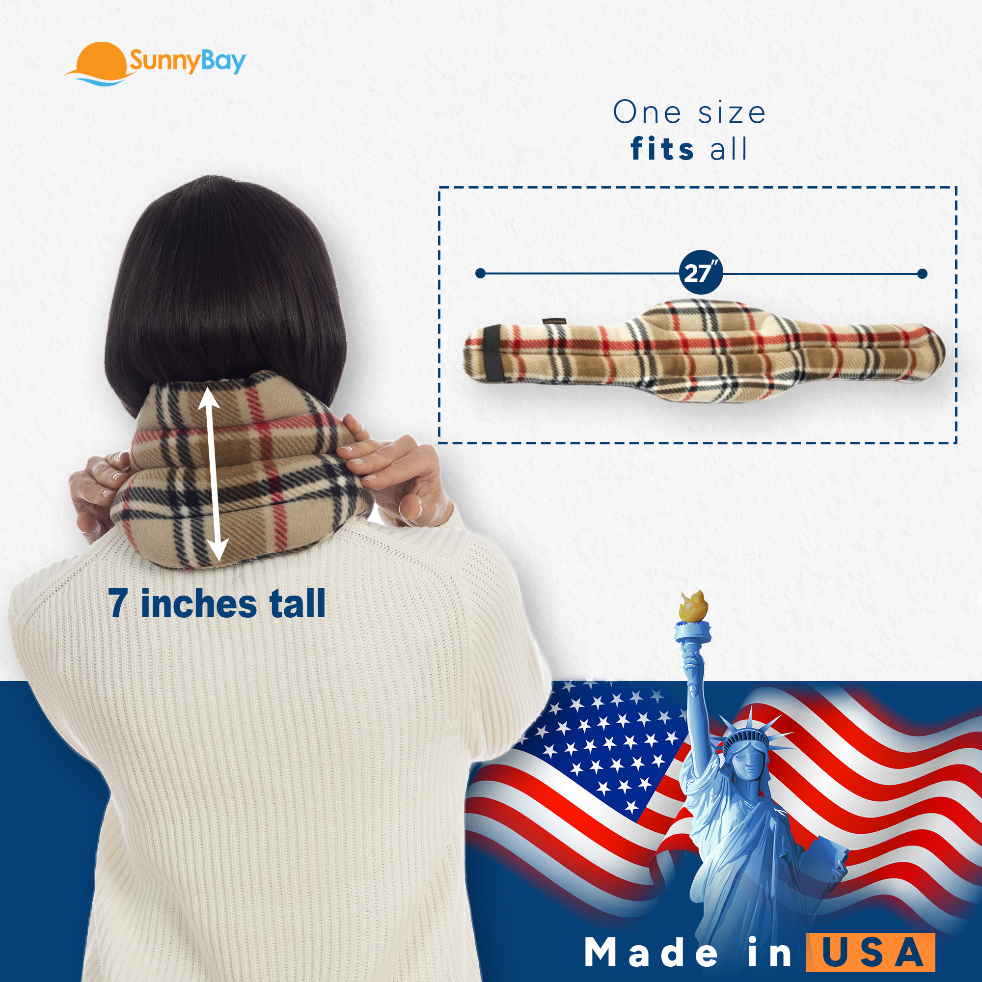 SunnyBay Microwave Heating Pad, Microwavable Heated Neck and Shoulder Wrap, Hands-Free Weighted Moist Hot or Cool Pack, Soft Fleece Cover and Flaxseed Filling, 27x7 (London)