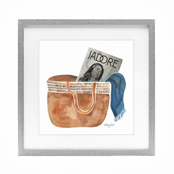 Stupell Industries Tote & Fashion Magazine Gray Framed Print Under Glass, design by Hillary Holt