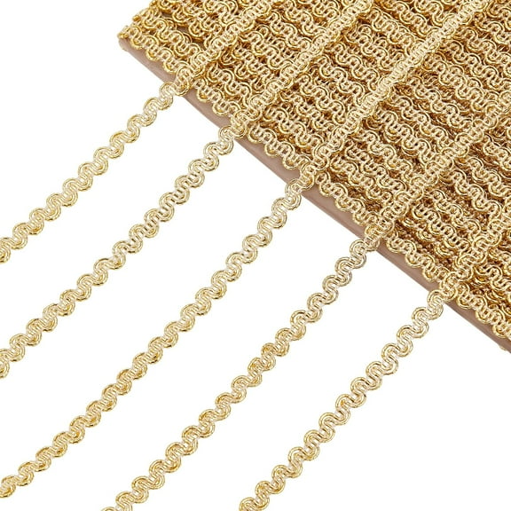 1Cards 21.87 Yards 1/4" Polyester Braid Trim Gold Lace Trim Line Wave Pattern Gimp Braid Trim Embellishment for Costume Crafts Sewing Jewelry Making Wedding and Home Decoration