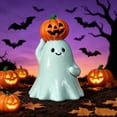 thumbnail image 5 of Diceymbol Ghost Figurine Halloween Tabletop Decor Pumpkin Head Design for Desk Shelf Display 3 Inch, 5 of 5