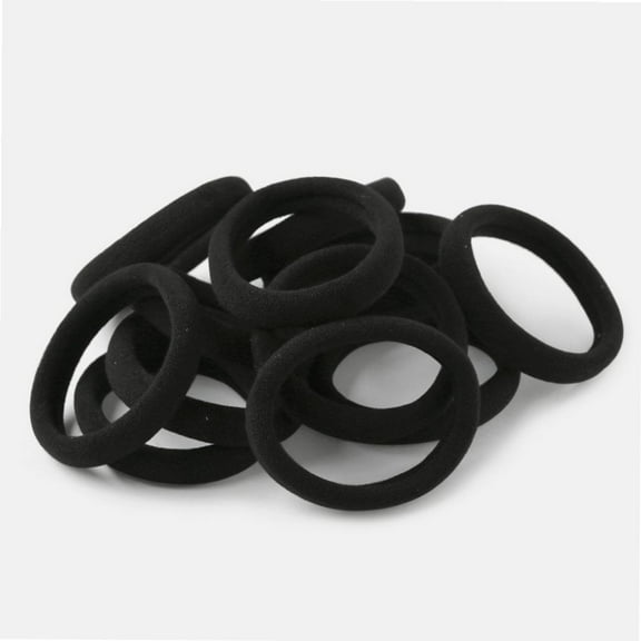 60pcs Nylon Elastic Hair Ties Hair Ties Bands Rope No Crease Elastic Fabric Large Stretch Ponytail Holders (60pcs-Black(HT007-20))