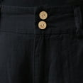 thumbnail image 6 of Dazajoo Women's Elastic Waist Straight Leg Pants Casual Solid Color Cotton Linen Pants with Pockets 2024 Relaxed Fit Button Pants for Women Deals of Today,Black,M, 6 of 8