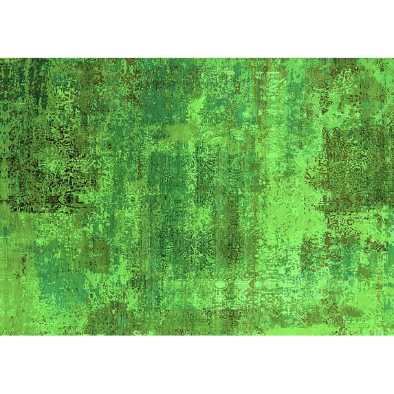 Ahgly Company Indoor Rectangle Oriental Green Industrial Area Rugs, 2' x 3'