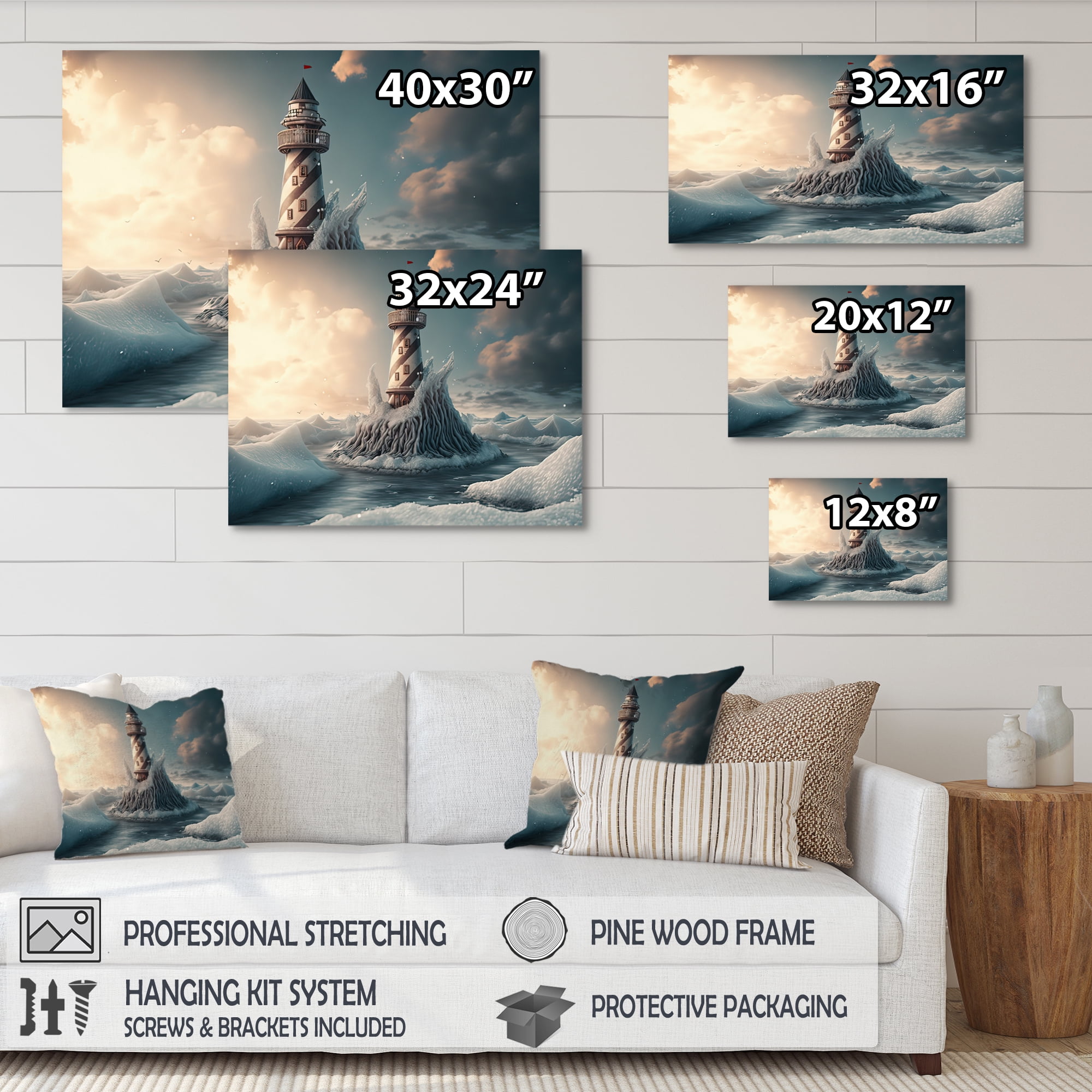 Designart Fantasy Lighthouse In The Arctic Ocean II Canvas Wall Art