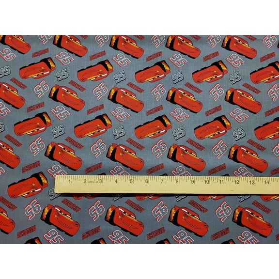 Springs Creative Lightning Mcqueen CTN Cars in Gray 100% Cotton Fabric sold by the yard