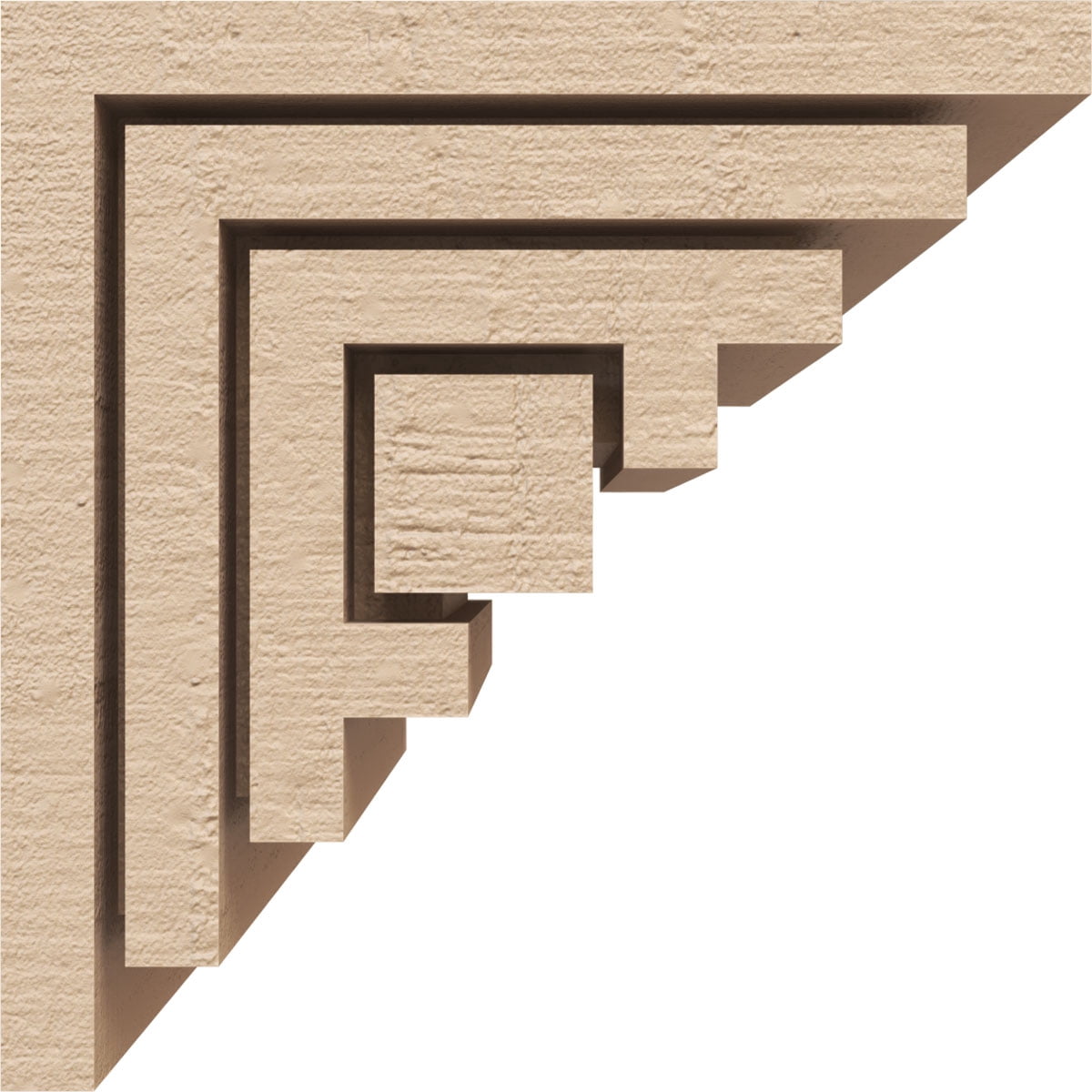 4"W x 4"D x 4"H Wide Landon Rough Cedar Woodgrain TimberThane Corbel, Primed Tan