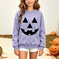 thumbnail image 4 of Risckoth Girl's Pumpkin Face Print Crew Neck Sweatshirt, Warm Long Sleeve Casual Pullover, 4 of 8