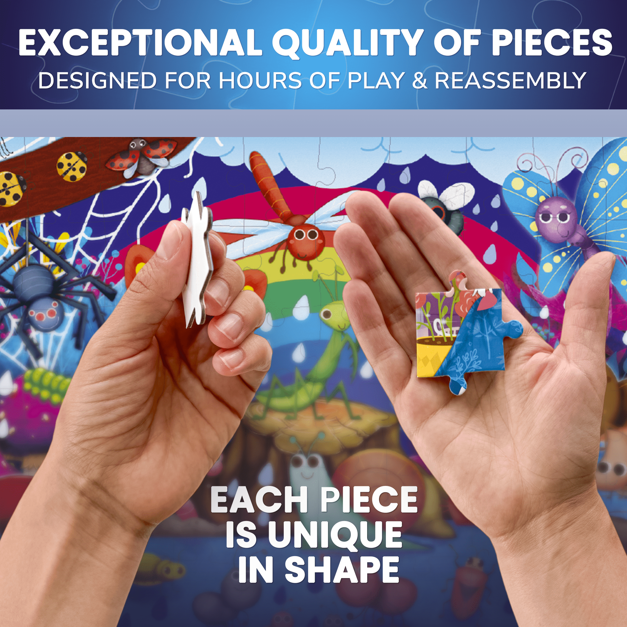 Quokka Glow-in-the-Dark Jigsaw Puzzles 4 Set – 60-Piece Puzzle for Kids Ages 3+, Bugs & Animals