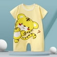 thumbnail image 2 of ZACPNCV 3-15M Baby Infant Summer Boy and Girl Short Sleeve Cartoon Animals Print Romper Comfortable Home Wear Yellow 12-15 Months, 2 of 3