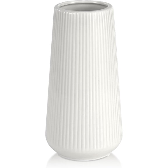 White Ceramic Vase, Small Cute Flower Vase for Pampas Grass, Home, Living Room, Dining Table, Farmhouse, Office Decor, Bedroom, Table, and Kitchen Shelf (White)