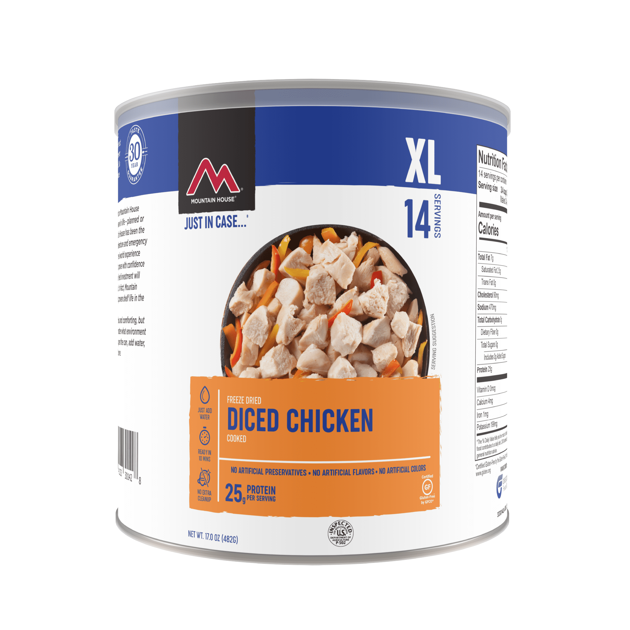 Mountain House GlutenFree Freeze Dried Diced Chicken, 17 Oz, 10 Cans