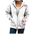 thumbnail image 7 of zaveiop Womens Oversized Hoodies Floral Butterfly Print Full Zip Long Sleeve Fall Sweatshirt Workout Drawstring Jackets with Pockets (Z2-White, M), 7 of 7