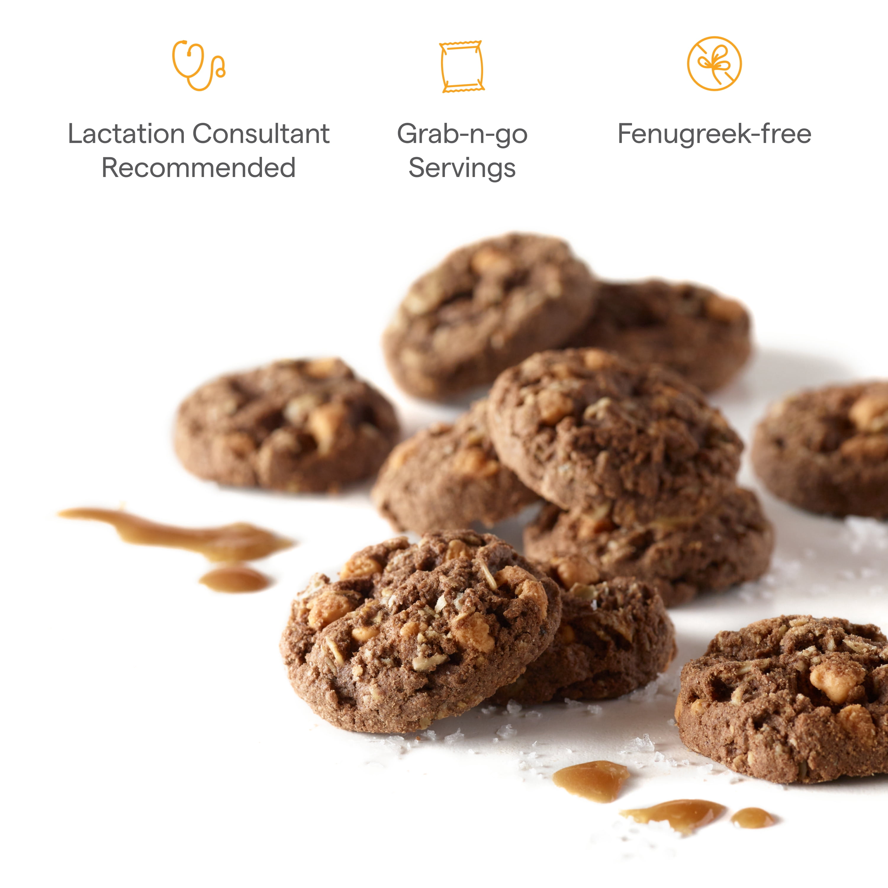 Munchkin Baked Lactation Cookie Bites, Chocolate Salted Caramel Flavor, 8 Count