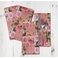 thumbnail image 3 of S4Sassy Pink Stripe & Ranunculus Floral Re-Usable Napkin Dinning Set Wedding Party Table Linen 18 x 18"(Pack of 6), 3 of 7