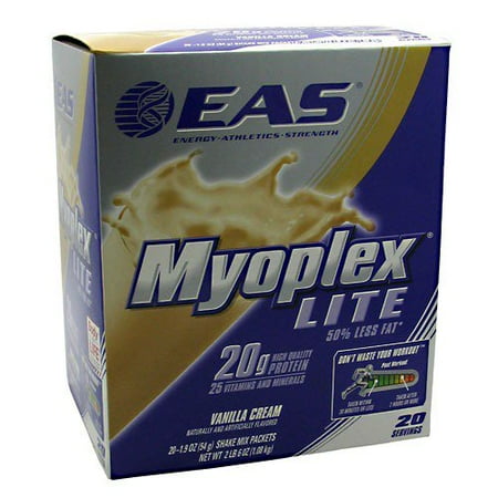 Myoplex Lite Nutrition Shake Vanilla - 20pk EAS 20 Packet - Walmart.com