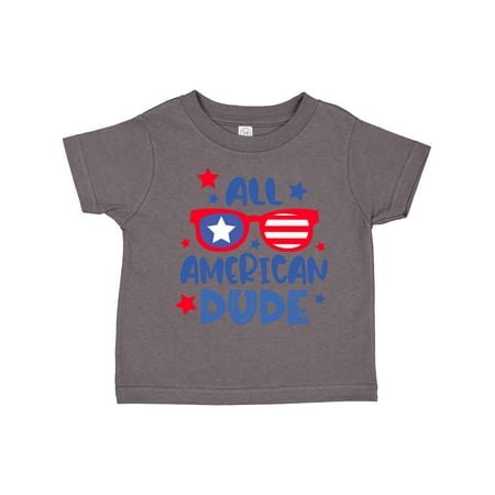 

Inktastic 4th of July All American Dude with Red and Blue Glasses Gift Toddler Boy Girl T-Shirt